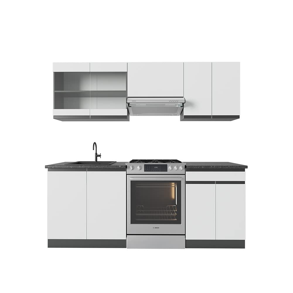 Vicco Cuisine R-Line, Blanc Cottage/Anthracite, 300cm sans