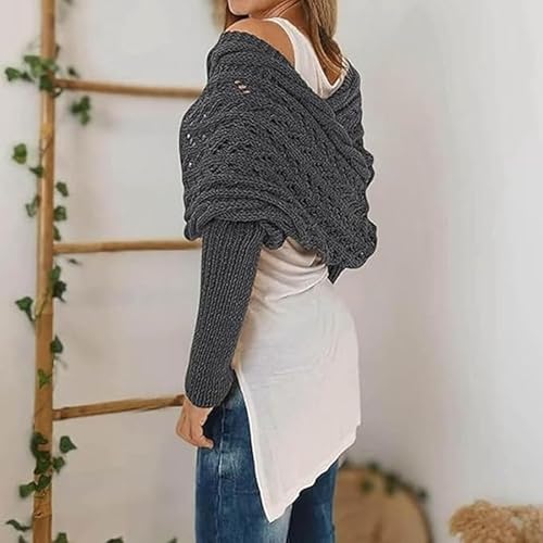 Cradlewaver Scarf with Sleeves, Multifunctional Scarf with Sleeves for Women, Knitted Shawl Wraps for Women3