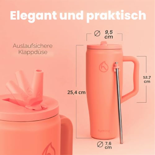 Hydracy Soulmate Thermobecher mit Henkel und Strohhalm Isoliert 1,18L – Ansicht 3