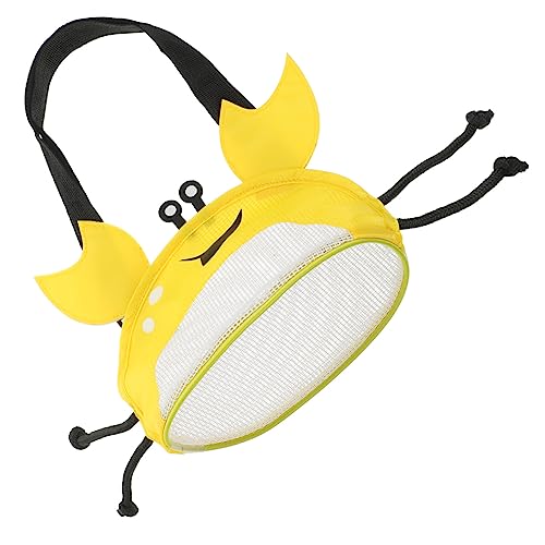 Crab Shape Beach Shell Collecting Bag Mesh Travel Pouch Shoulder Strap Breathable Storage for Towels Sunglasses