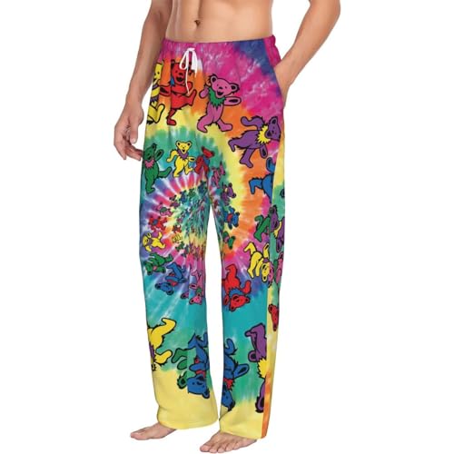 Dancing thanksgiving bear print Mens Sleepwear Pajamas Pants with Pockets Soft Lounge Bottoms Sleep Pj Bottoms for Men2