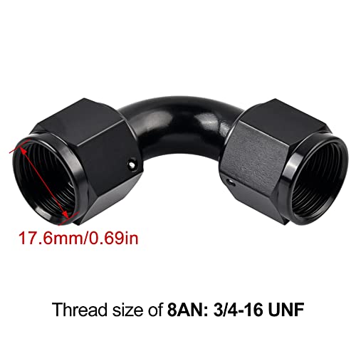 Image of EVIL ENERGY 8AN Female to 8AN Female 90 Degree Swivel Coupler Union Fitting Adapter Aluminum Black