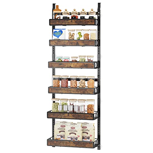 1Easylife 6-Tier Over The Door Pantry Organizer, Wall Mounted Wooden Over Door Rack, Black Pantry Organization And Storage With Adjustable Baskets, Can Organizer Hanging Spice Rack For Kitchen #TOP7