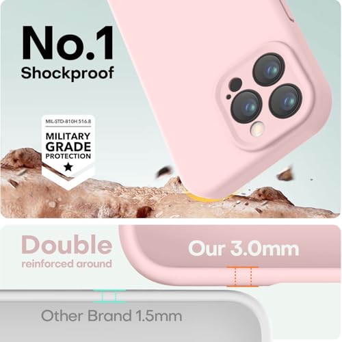 Image of LOVE 3000 Designed for iPhone 16 Pro Case, Premium Silicone with [Soft Anti-Scratch Microfiber Lining] Shockproof Protective Phone Case for Men Women Girls 6.3 inch, Chalk Pink