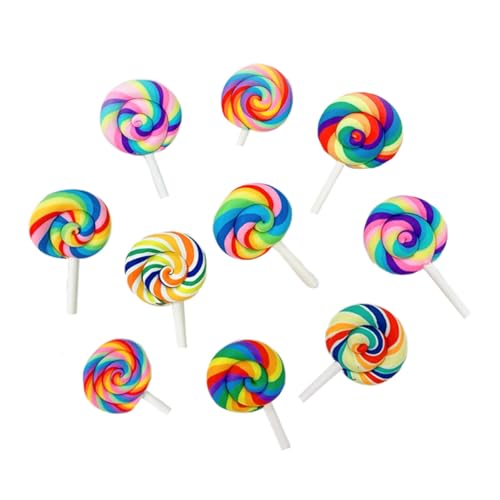 Garneck 10 Stück Bunte Lollipop Broschen aus Kunststoff und Metall Lustige Kleidungs und Taschen Deko für Frauen Farbenfrohe Parodie Accessoires