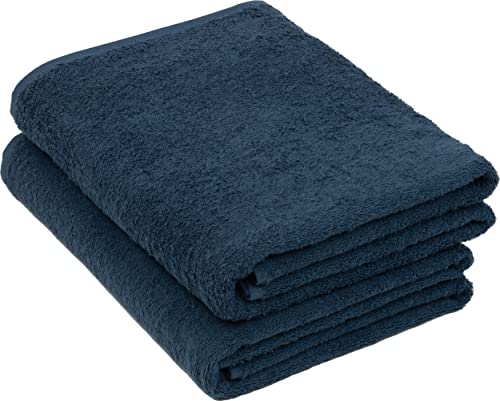 ZOLLNER 2 Toallas de baño Grandes, 100x150 cm, 100% algodón, azúl Oscuro
