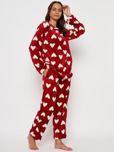 Image of CAMEY Women's Printed Full Sleeve Round Neck /V-Neck Top and Pajama Pants with Pockets