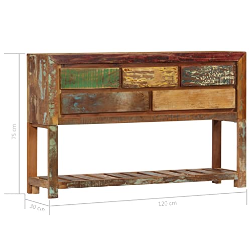 Sideboard 47.2"X11.8"X29.5" Solid Reclaimed Wood With Decorated Door, Liquor Cabinet, Dining Room, Hallway, Cupboard Console Table, Accent Cabinet #TOP7
