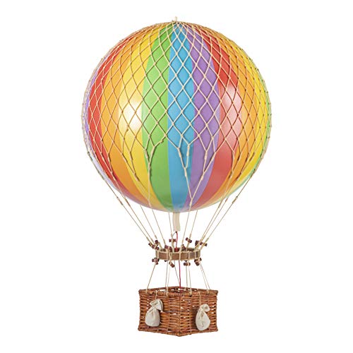 Authentic Models, Jules Verne Air Balloon, Hanging Home Decor - 27.6 Inch Height, Historic Hot Air Balloon Model for Home Decor, Detailed Vintage Decorations to Hang from Ceiling - Rainbow