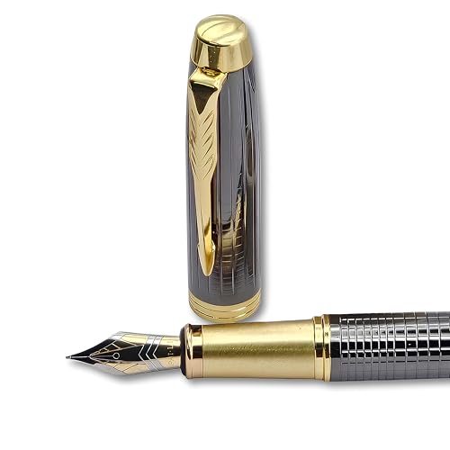 Image of Venti Fountain Pen - Metal Luxury Pen, Schmidt Nib (Medium), Best Pen Gift Set for Men & Women, Professional, Executive, Office, Nice Pens,Return Gift (F109-Grey)