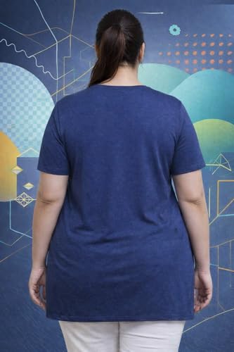 Image of In Love Women's Plus Size Longline T-Shirt with Side Pocket, 3 /4 Sleeve, Crew Neck