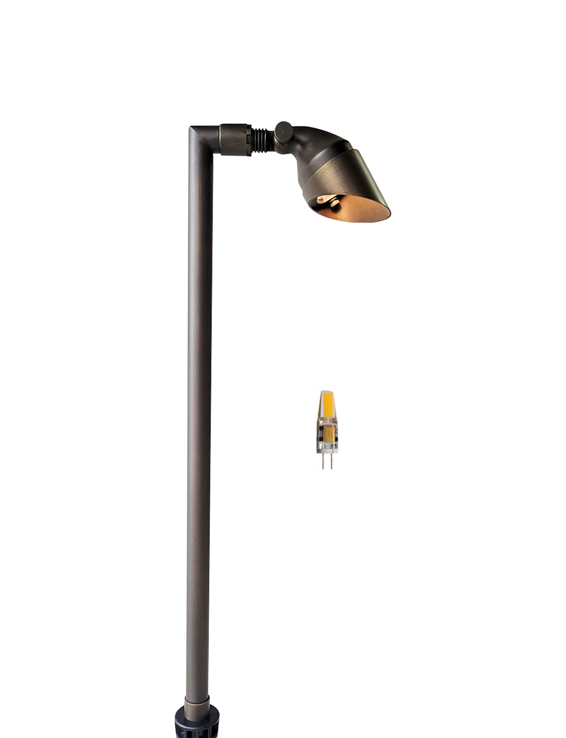 MALORY Low Voltage Landscape Path Lights 1-Pack with Bulb,(24''H) Brass Landscape Pathway Light, Outdoor Garden Lights with 2W 2700K LED G4 Bulb for Yard Lawn, Patio, Walkway and Driveway(P06)