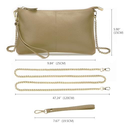 Image of YALUXE Genuine Leather Wristlet Handbags Purses Cell Phone Pocket Clutch Wallet Crossbody Bags for Women