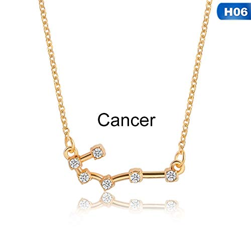 Preisvergleich Produktbild lonfenner Sternbild ArmbandCrystal 12 Sternzeichen Sternbild Full Strass Verstellbar Armreif Vintage Bohemian Goldene Armbänder Fußkettchen Frauen Schmuck Geschenk Krebs