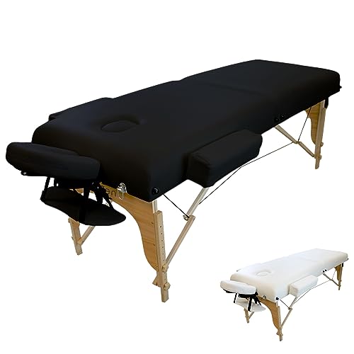 Vivezen - Table de Massage 15 cm Pliante 2 Zones en Bois avec Panneau Reiki + Accessoires et Housse de Transport - Plusieurs Coloris
