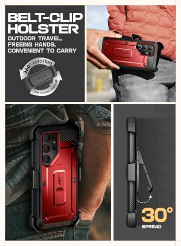 Image of SUPCASE for Samsung Galaxy S25 Ultra Case with Screen Protector, Red