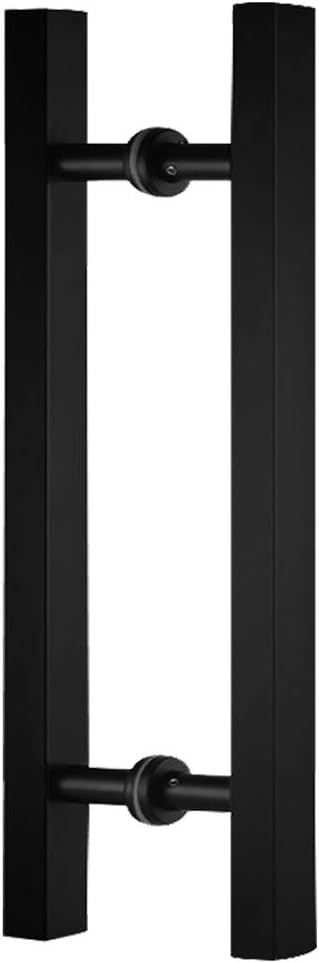 Modern Brushed Stainless Steel Barn Sliding Door Handle Push Pull Commercial Grade Interior Exterior Door Handle for Solid Wood/Glass Doors Black Finish 1 Piece
