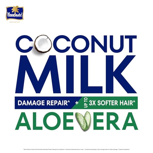 Image of Parachute Advansed Protein Shampoo | with Coconut Milk and Aloe Vera | For up to 100% Damage Repair & up to 3X Softer Hair | Protein Lock Technology | Paraben-Free | For Men & Women | 170ml