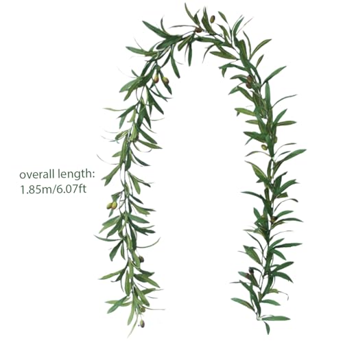 Guirnalda de olivo artificial de 73 pulgadas con follaje flexible 3