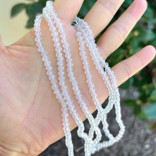 Image of 1000pcs Czech Faceted Rondelle Crystal Glass Loose Beads 4mm Small Tiny Spacer Bulk White Opal for DIY Craft Jewelry Making CCR434