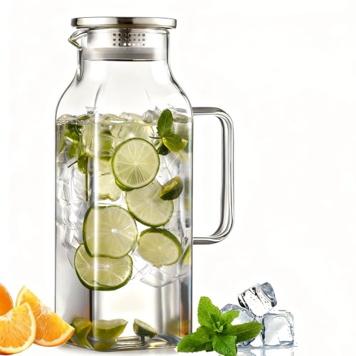 La mejor comparación de Refrigeradores Modernos favoritos de las personas. 40 2L/68Oz Jarra de Vidrio para Puerta de Refrigerador, Jarra de Agua con Tapa de filtro y Boca Ancha, Jarras Modernas con Asa Ergonómico, Caliente y Fría para té, Jugo, café,...