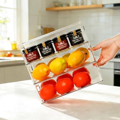 Hudgan-Clear-Storage-Bins-8-Packs-for-Refrigerator-4-Large-Stackable-Pantry-Organizer-Bins-and-4-Medium-Storage-Plastic-Containers-for-Home-Edit-Kitchen-Freezer-Bathroom-Drawers-Shelves