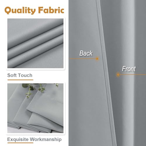 Image of Aiyufeng Silver Grey Short 36 Inches Blackout Curtain 2 Panels Set, Half Window Rod Pocket Privacy Curtain Tiers for Kitchen, Curtains Blackout for Bathroom Shades, W40 x L36 Inch, Silver Grey
