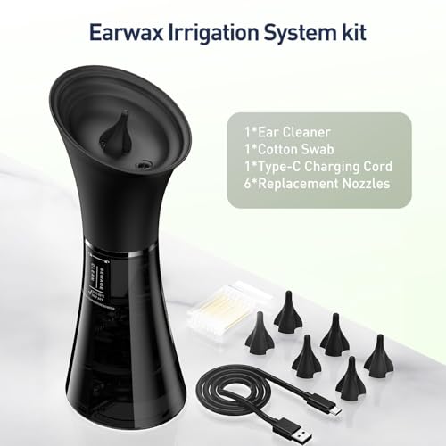 Image of Ear Wax Removal - Electric Ear Cleaner with IPX7, Water Powered Ear Cleaning Tool with Irrigation Flusher, 6 Tips, 4 Pressure Settings - Safe & Effective for Ear Wax Cleaning Gifts for Women Men