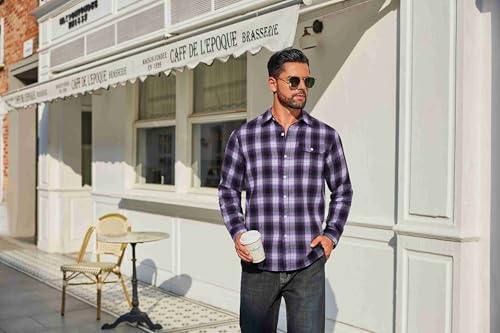 COOFANDY Mens Flannel Plaid Shirts Long Sleeve Casual Button Down Cotton Shirt with Pocket3