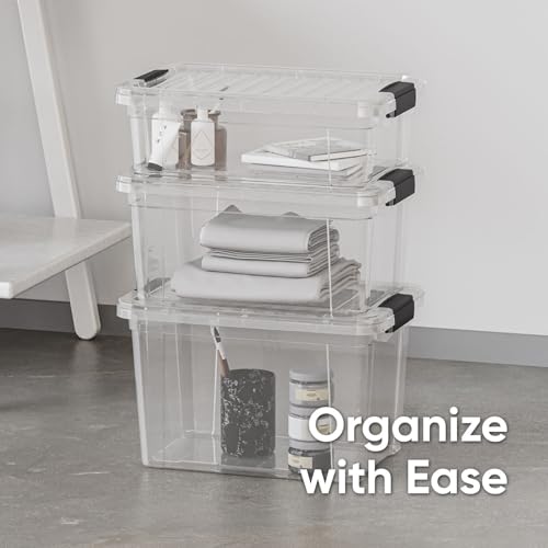Image of Superio 7.4 Quart Clear Plastic Storage Bin with Lid, Stackable Organizer Box, BPA-Free Storage Container for Home, Garage, School & Office, 3 Pack