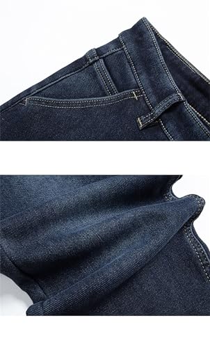 Men Winter Fleece Straight Jeans Thickened Warm Fleece Denim Pants Male Loose Trousers3