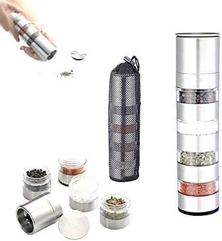 Stainless Steel Condiment Pot Set Stainless Steel Spice Jars Outdoor BBQ Picnic Sauce Bottle Set Stainless Steel Seasoning Box Transparent Plastic Solid Camping Cooking S