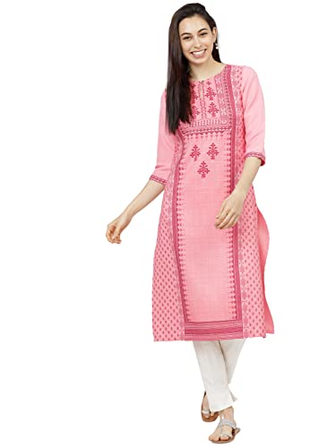Image of Ketch Polyester Women's Regular Fit Printed Threeforth Sleeve Kurta