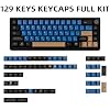 Blue Samurai Keycaps 129 Keys, Cherry Profile Dye Sublimation Keycaps for Gaming Keyboard, PBT Customized keycaps Set with Puller for Cherry Mx Switches Mechanical Keyboard