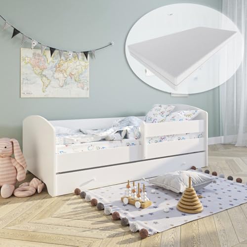 Kids Collective Kinderbett 70x140 cm mit Matratze und Schublade, Rausfallschutz & Lattenrost in weiß Skandi | von Geburt bis 6. Lebensjahr Kids Collective Kinderbett 70x140 cm mit Matratze und Schublade, Rausfallschutz & Lattenrost in weiß Skandi | von Geburt bis 6. Lebensjahr