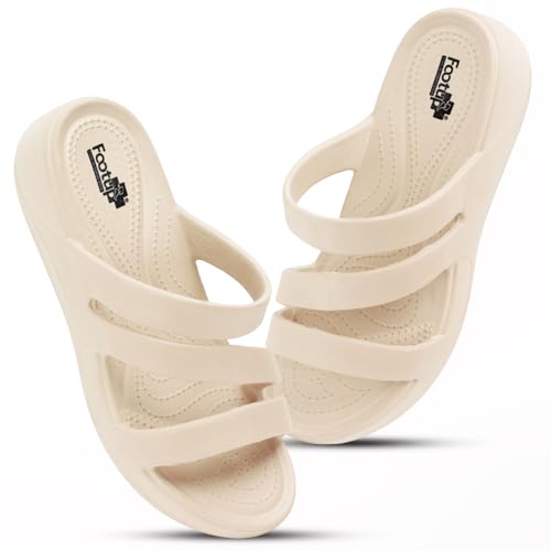 Image of FOOT UP Women's Soft EVA Slip-On Slippers | Lightweight Open Toe Sandals for Women & Girls | Comfortable Casual Footwear with Cushioned Sole | Indoor & Outdoor Use Slides for Home, Travel & Movement