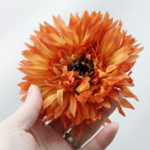 Rikyo 10 Pack Gerbera Daisy,Vase Fillers 5" Silk Daisy Flowers Heads Artificial Flowers Heads With Multiple Petals For Home Decoration Bridal Wedding Party Birthday Cake Ornaments (Fall Orange) #TOP2