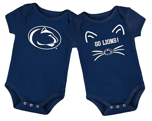 Penn State Nittany Lions Officially Licensed Baby LOGO Bodysuit and Go Lions! FANimals Bodysuit 2-Pack