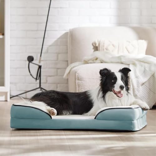 Image of Cutepups Orthopedic Dog Bed Comfortable Dog Mattress for Sleeping, Washable pet Bed for Dogs (Washed Blue /Cream, S)