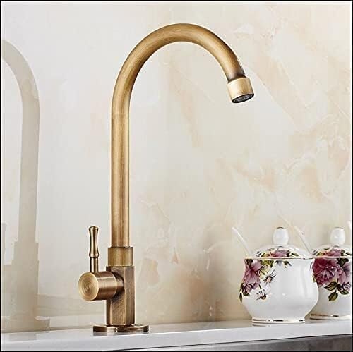 Grifo de cocina de bronce antiguo de latón para fregadero de bar y lavabo frío único