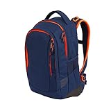 satch sleek Schulrucksack - ergonomisch, 24 Liter, extra schlank - Toxic Orange - Dunkelblau, einheitsgröße