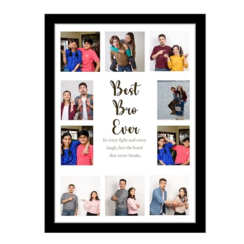Image of Art Street Personalized Best Brother Wall Photo Print Collage with 10 Photo Upload Customized Photo Frame Gift For Mother, Father, Brother and Friends (9.2x12.6 Inch)