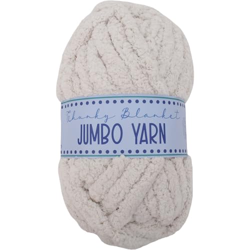 Image of ThreadArt Chunky Chenille Yarn for Hand Knitting, Jumbo, Ivory | Soft jumbo chenille yarn for hand knit and crochet. Make blankets, plushies & crochet projects. DIY quick projects.