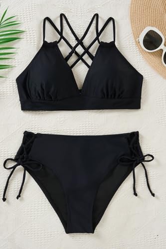 Women's Two Piece Bikini - Push Up Swimsuit Set V Neck Lace Up Bathing Suit 2025 Swimwear4