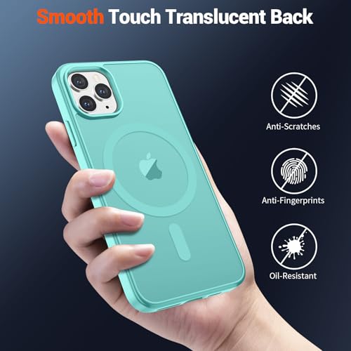 Image of SUPFINE Magnetic for iPhone 11 Pro Max Case Blue Green | (Compatible with MagSafe)(Military Grade Drop Protection)Shockproof Translucent Matte Phone Cover