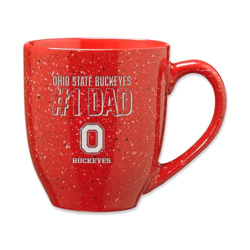 Rico Industries NCAA Ohio State Buckeyes Dad-Red 16 oz Team Color Laser Engraved Speckled Ceramic Coffee Mug