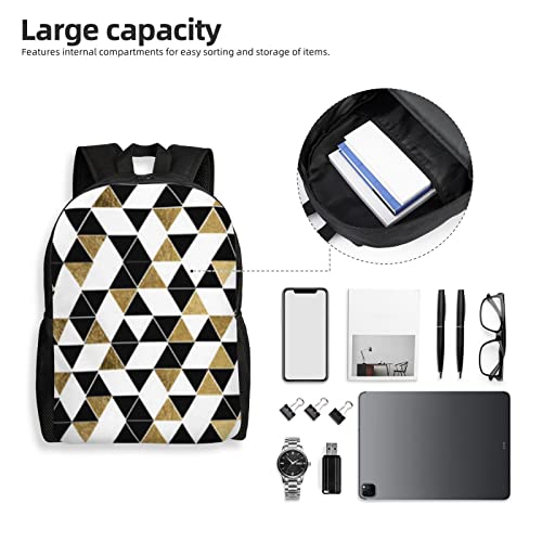 Sac à dos imperméable et léger avec imprimé triangles dorés pour le travail