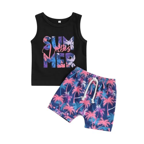 Image of Infant Toddler Baby Boy Summer Clothes No One Likes A Shady Beach Tank Top and Beach Shorts Summer Outfit Sets