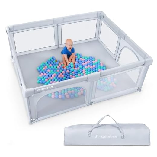 ANGELBLISS Baby playpen, Playpens for Babies, Kids Safety Play Center Yard Portable Playard Play Pen with gate for Infants and Babies,Extra Large Playard, Indoor and Outdoor, Anti-Fall Playpen(Gray)