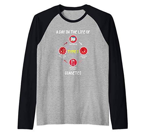 A Day In The Life of Type 1 Diabetes Awareness Diabetic Gift Camiseta Manga Raglan